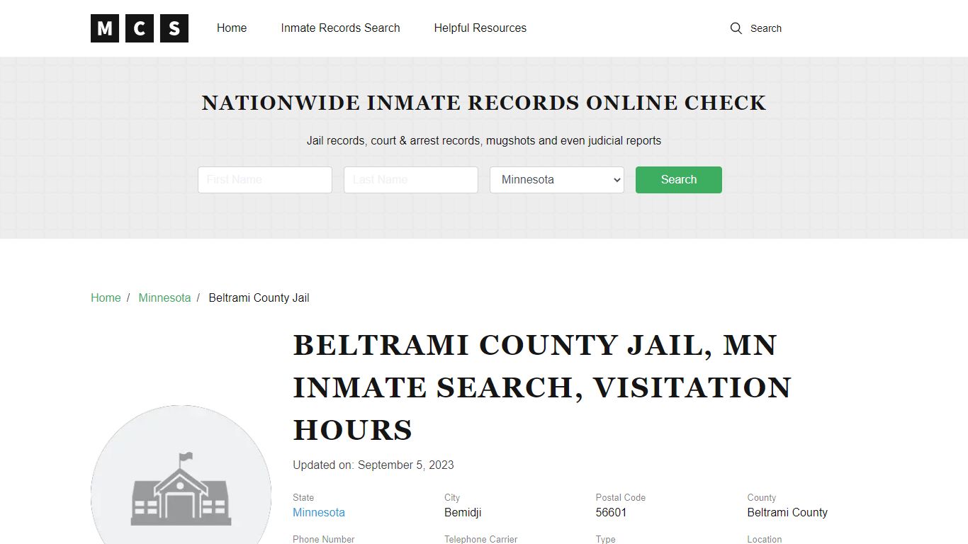 Beltrami County, MN Jail Inmates Search, Visitation Rules